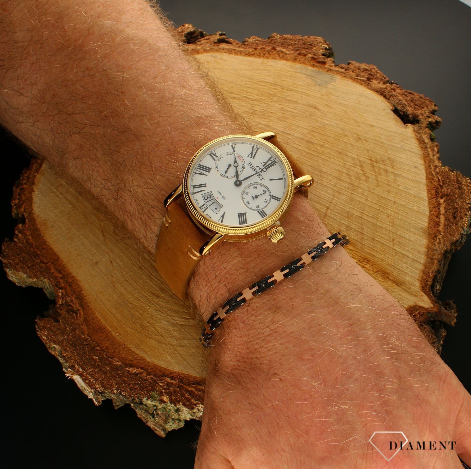 Bransoletka Nomination Italy Strong Diamenty czarnoróżowe złoto 028316 029. Męska bransoletka Nomination Italy wykonana z najwyższej jakości stali szlachetnej z elementami pokrywanymi metodą PVD w kolorze czerni i różowego złota.webp